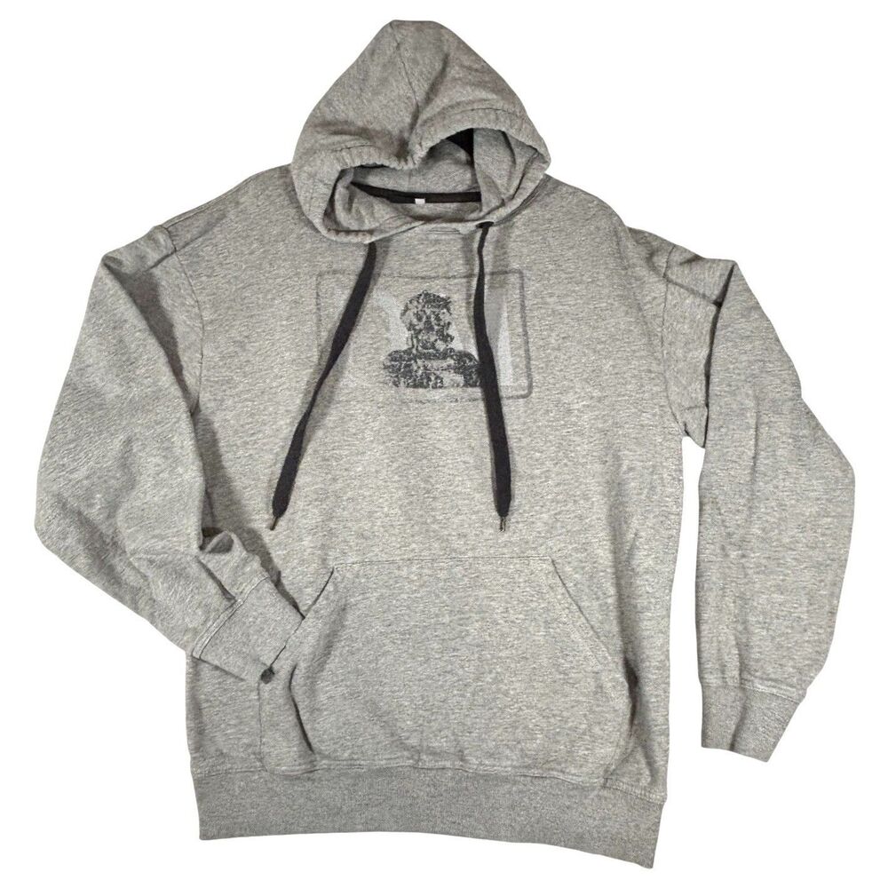 Vtg Thrashed Hoodie Sun Faded Distressed Pullover Gray Sweatshirt